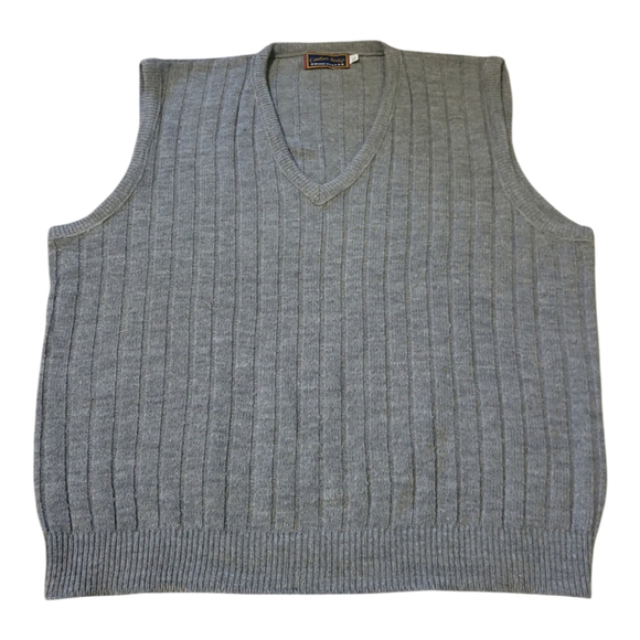 Cable Knit V-Neck Sweater Vest Men's Large Vintage - Picture 2 of 7